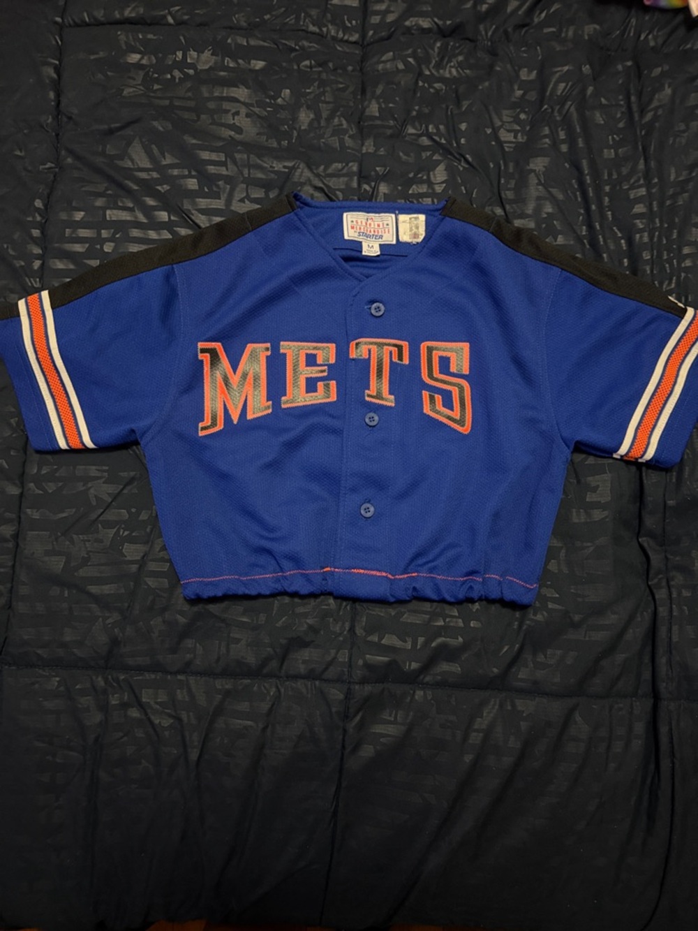 Vintage STARTER Custom Women’s New York Mets Cropped Jersey Size Medium